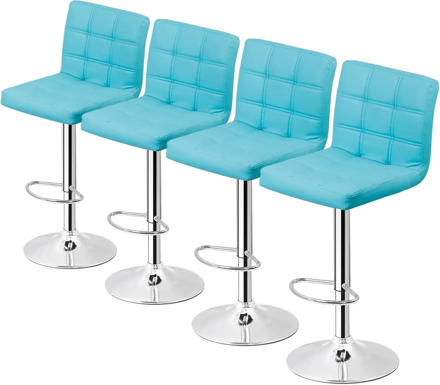 Set Of 4 Adjustable Swivel Barstools In PU Leather