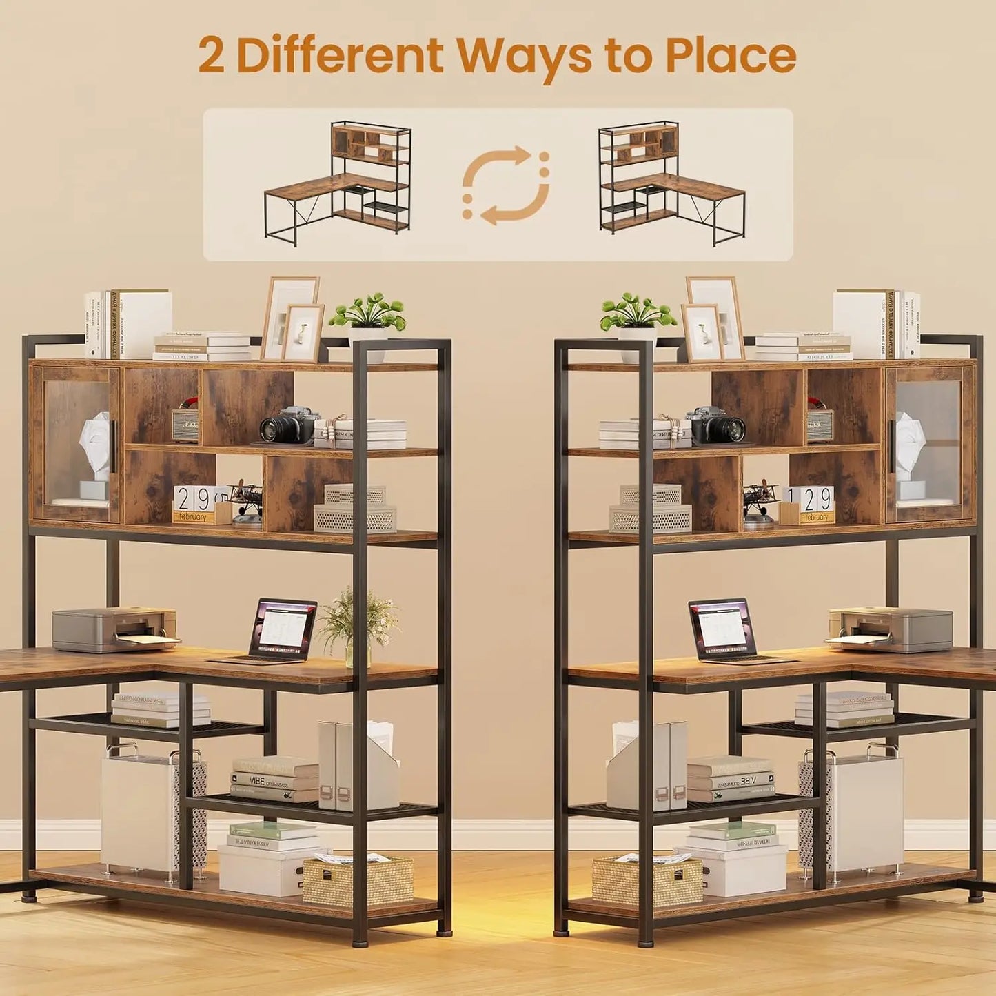 NONE L Shaped Computer Desk With Built In LED Lighting