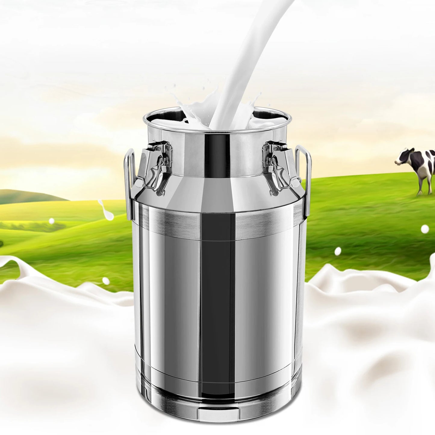 Large Milk Can Stainless Steel Milk Can 5.25/8/10.6/13.2/15.8 Gal Milk Canister Milk Bucket Tote Jug W/ Sealed Lid