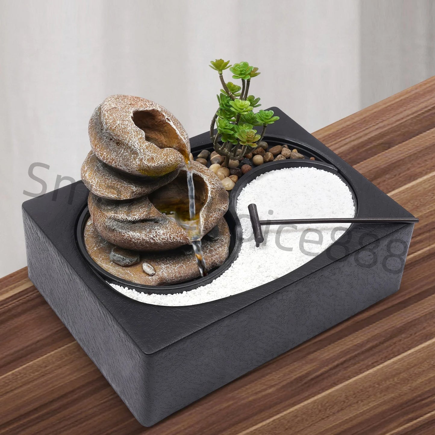 Indoor Desktop Fountain Waterfall Rockery Sand Garden Decor