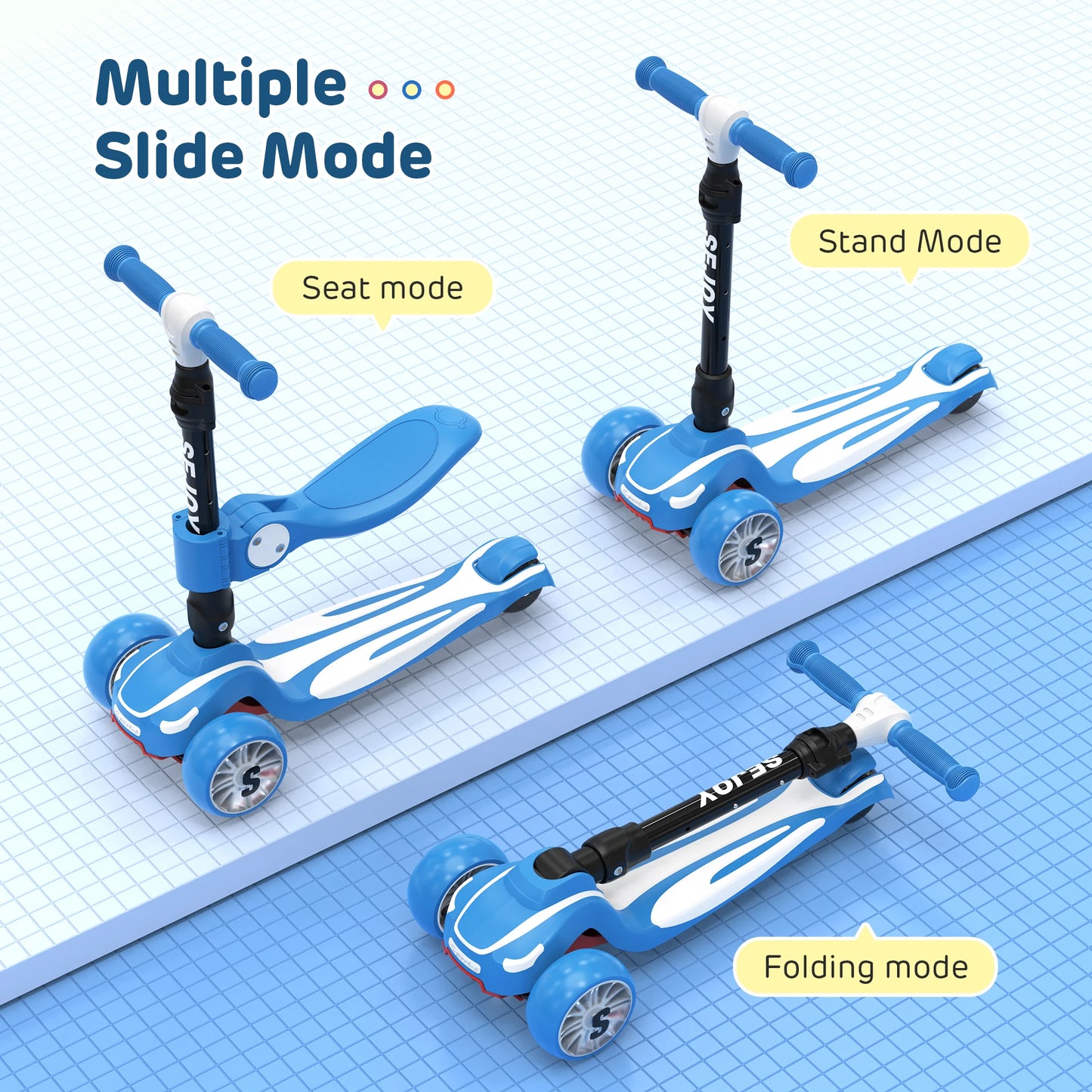 Three Wheel Kick Scooter With LED Lighted Wheels For Kids