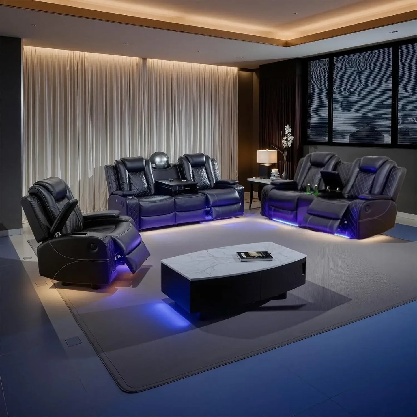 Electric Recliner Chair With LED Light And Wireless Charging