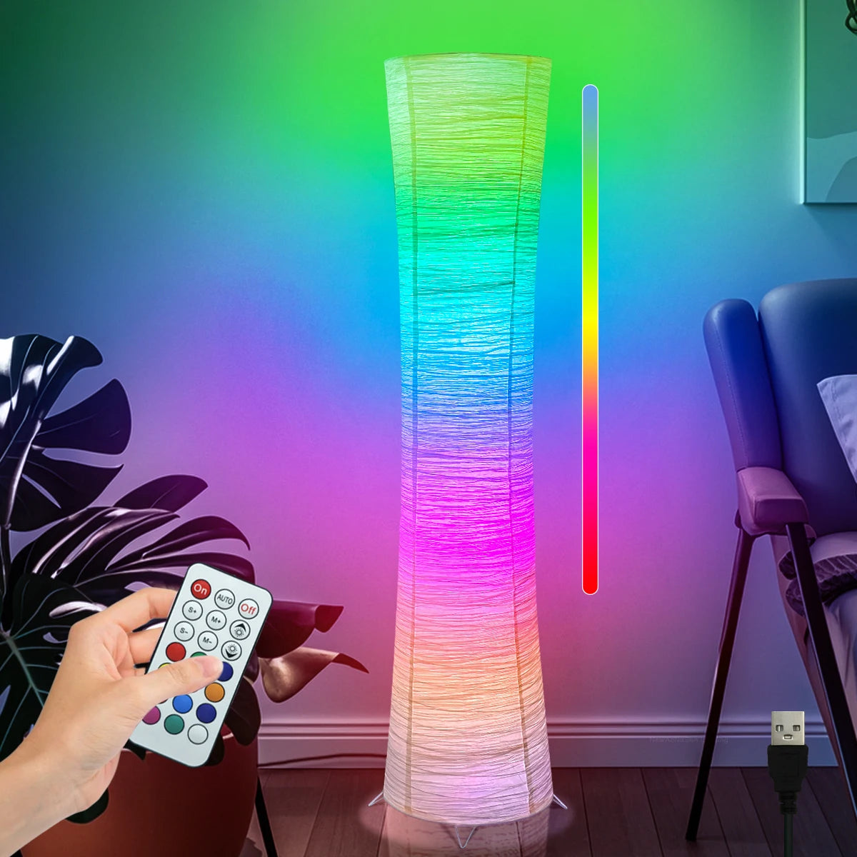 Paper Floor Lamp RGB LED Smart Light With Remote Control