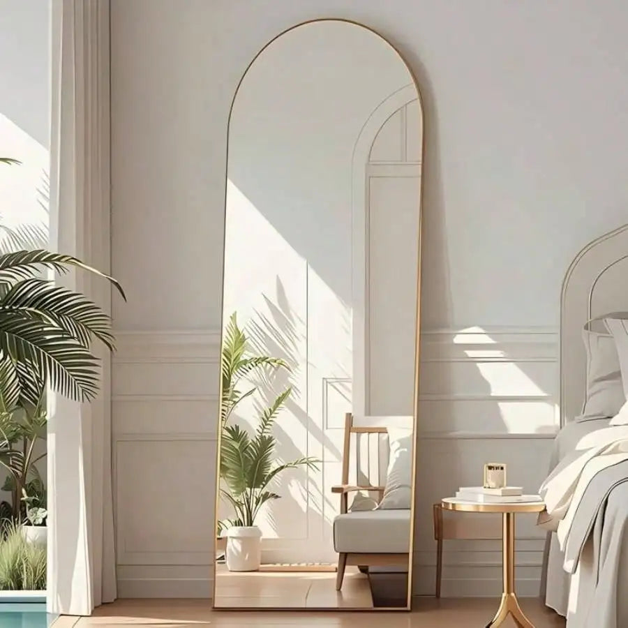 Arched Mirror Floor Wall Mounted Elegant Home Decor Reflection