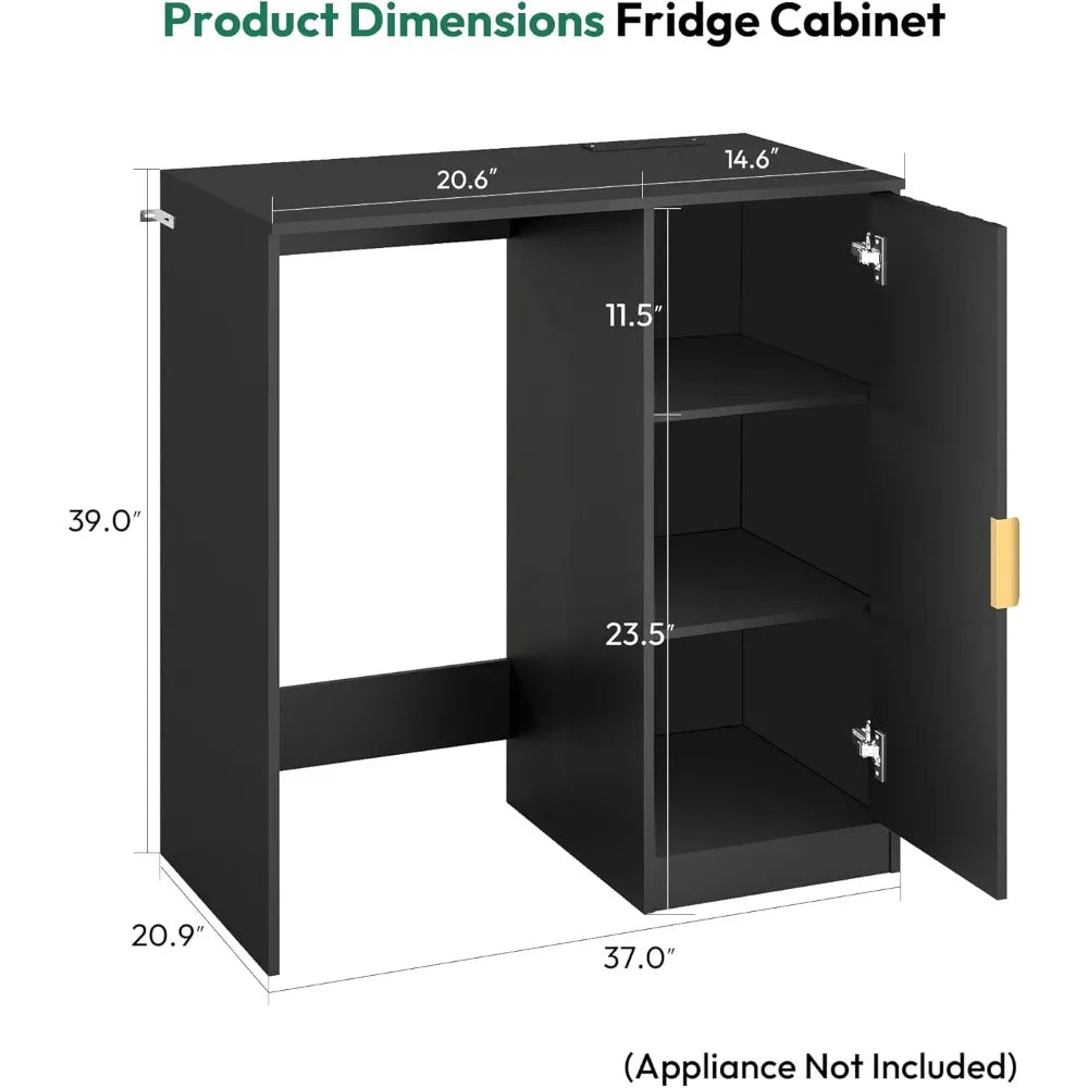 Coffee Bar Cabinet With Mini Fridge Space And Power Outlet