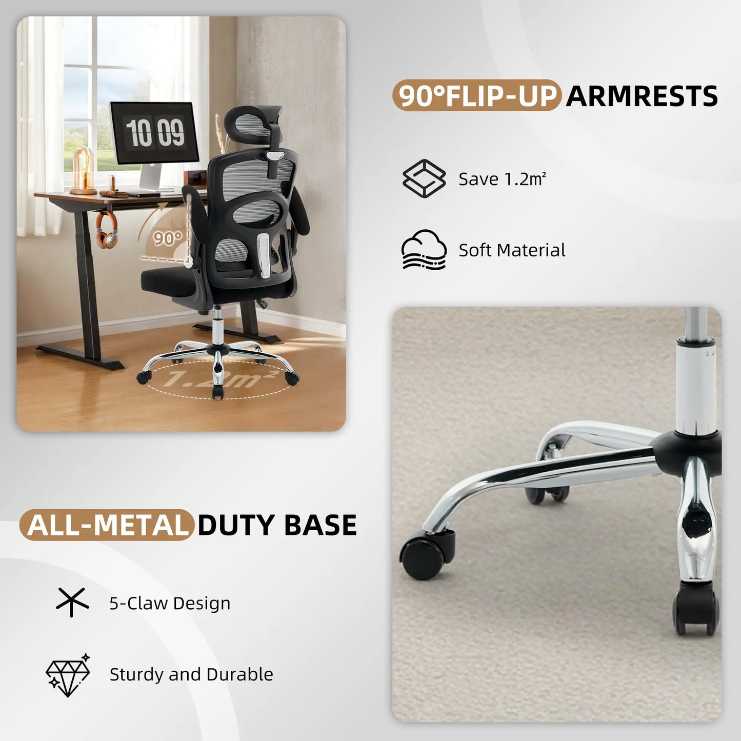HiMIS Ergonomic High-Back Mesh Office Chair With Headrest Lumbar Support