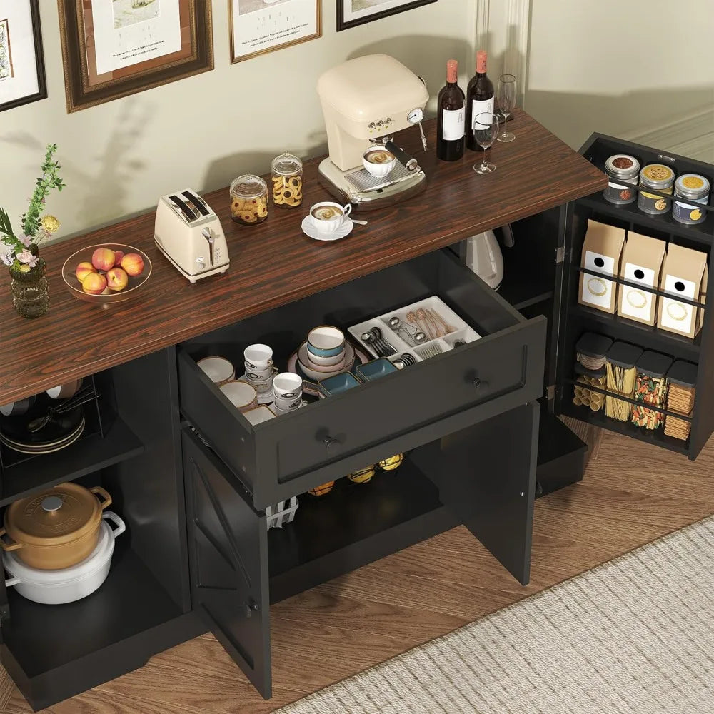 Buffet Cabinet With Storage Drawer And Charging Station