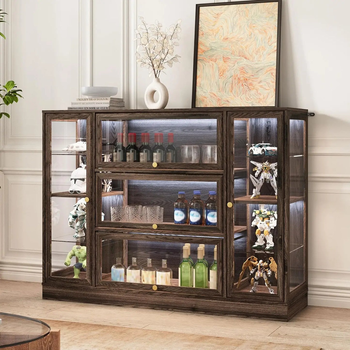 ZHILU Display Cabinet With Acrylic Glass Doors And LED Lighting