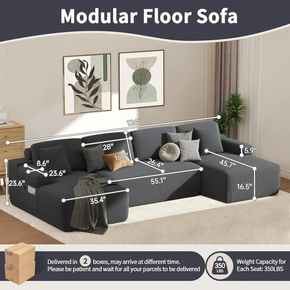 Cloud U Shaped Sectional Sofa With Deep Seats Memory Foam