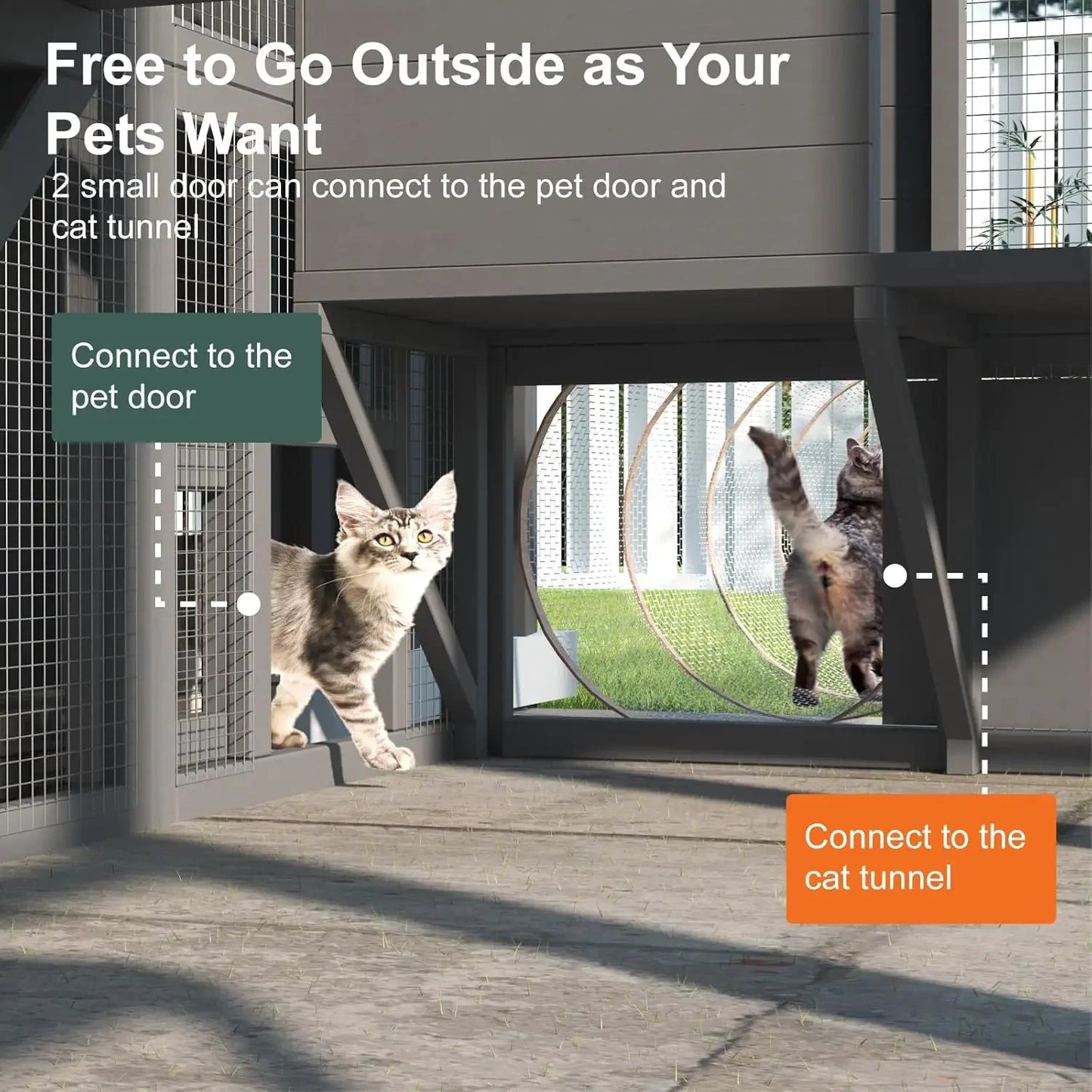 XMSJ Catio Outdoor Cat Enclosure For Multiple Cats Walk-In With Waterproof Roof