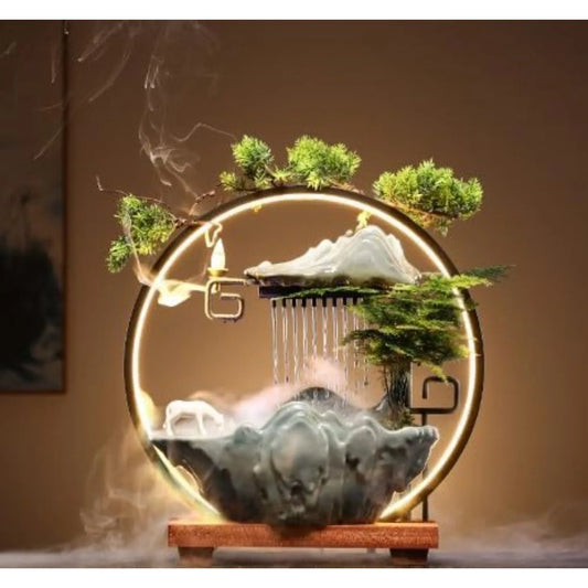 Bymaocar Tabletop Water Fountain With LED Light And Mist Maker