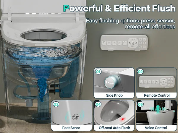 Smart Bidet Toilet Auto Dual Flush OnePiece With Warm Water