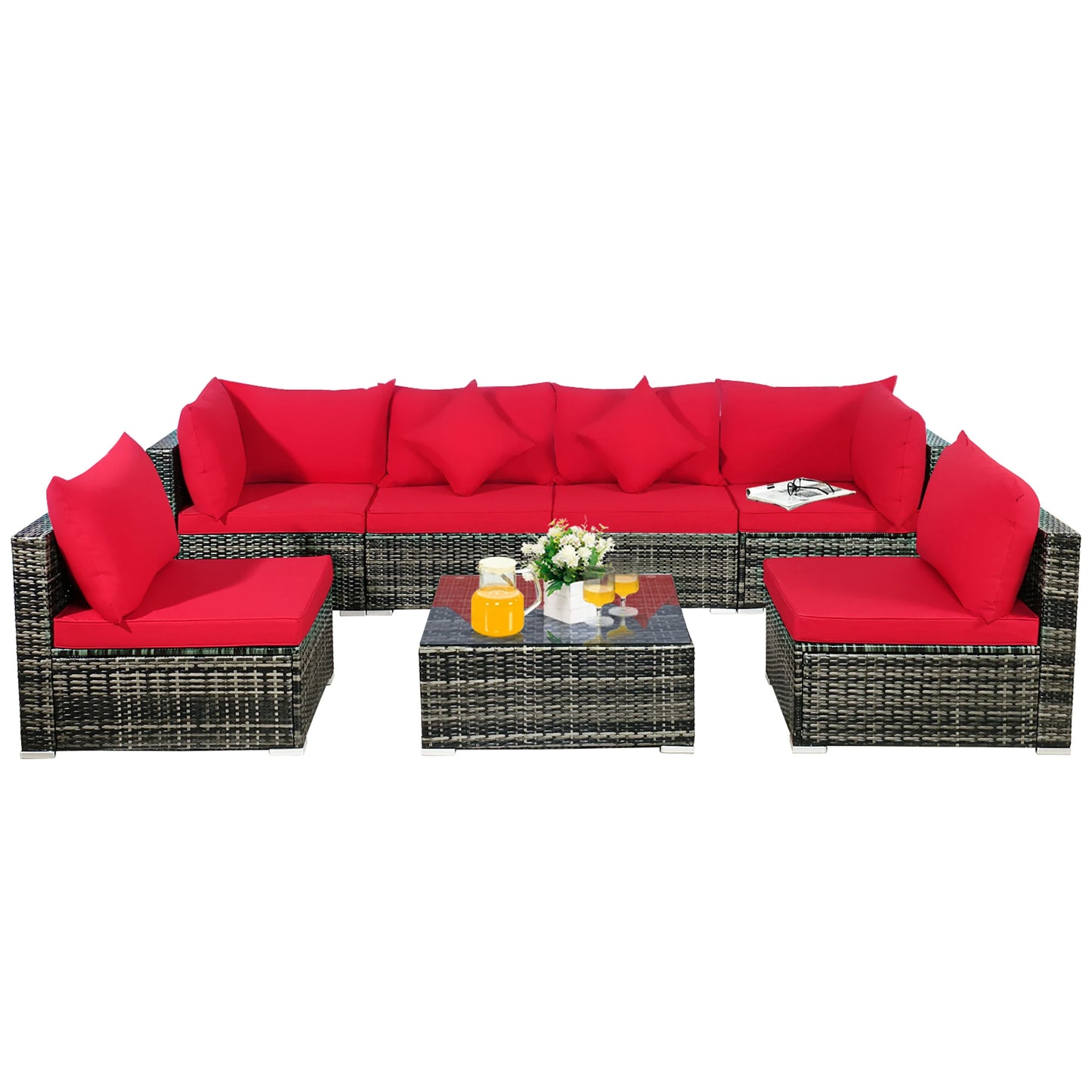 HOMASIS 7-Piece Patio Rattan Furniture Set With Cushions