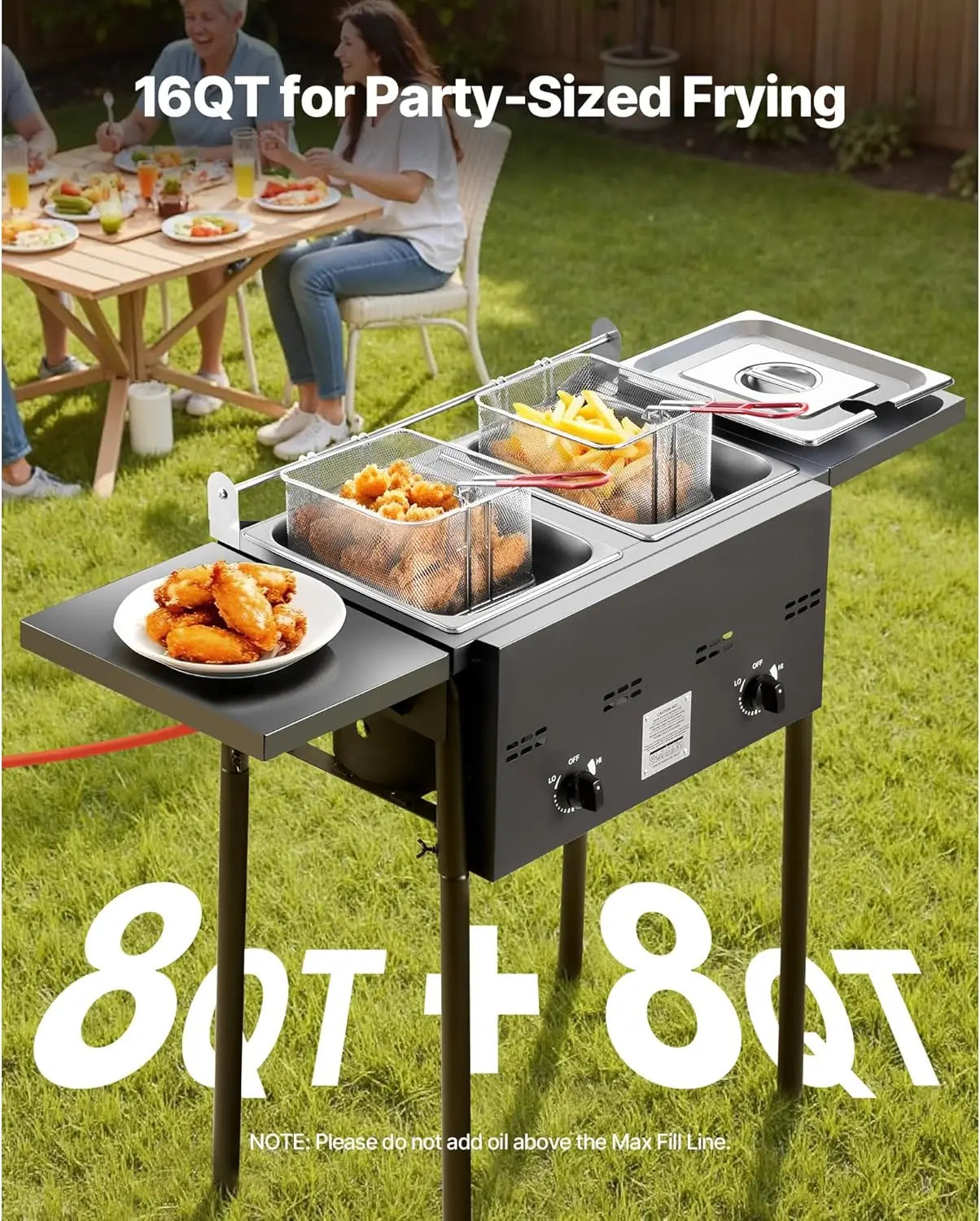 Outdoor Propane Deep Fryer With Double Burners And Stainless Steel