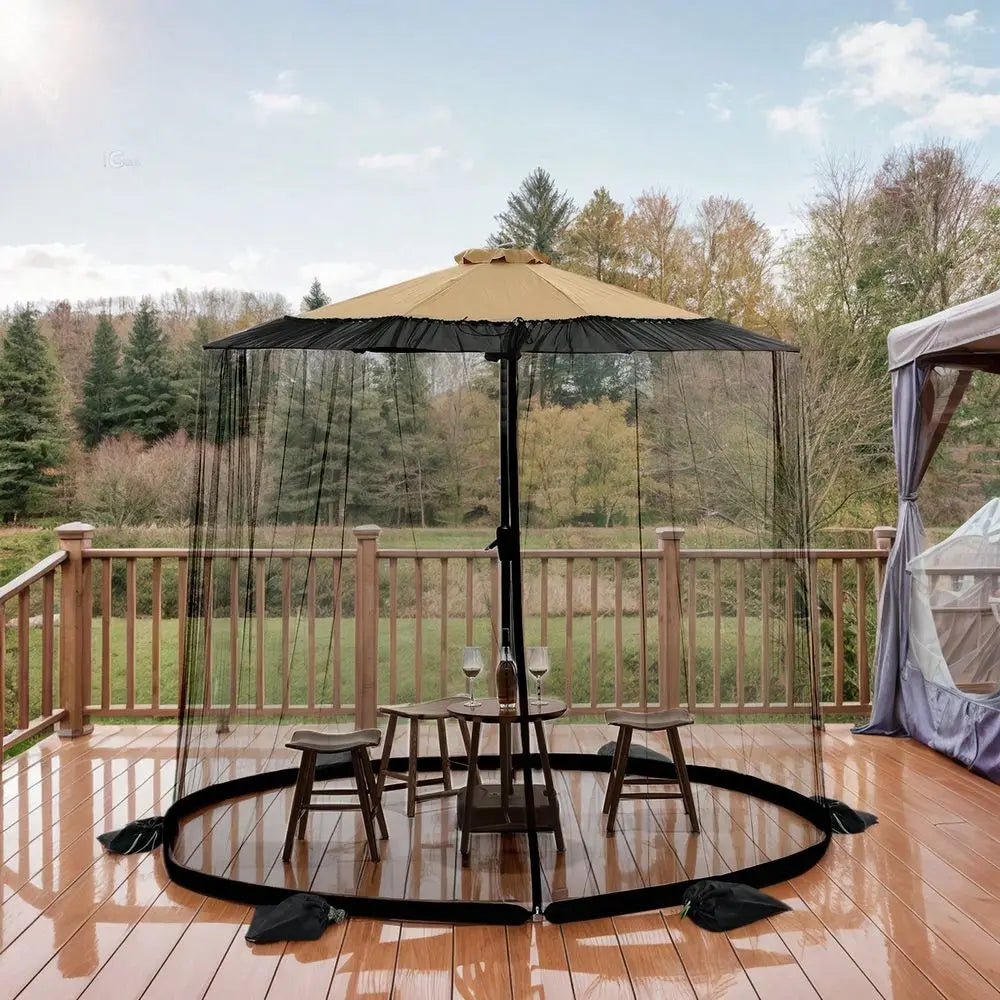 Adjustable Mosquito Net For Umbrella Zipper Door 6 Sandbags, Portable Bug Tent For Outdoor Camping, Beach, Garden Insect Protec