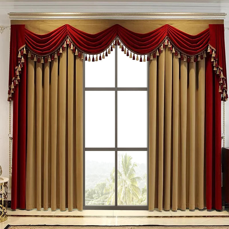 European Luxury Flannelette Curtains Thickened for Living Room and Bedroom