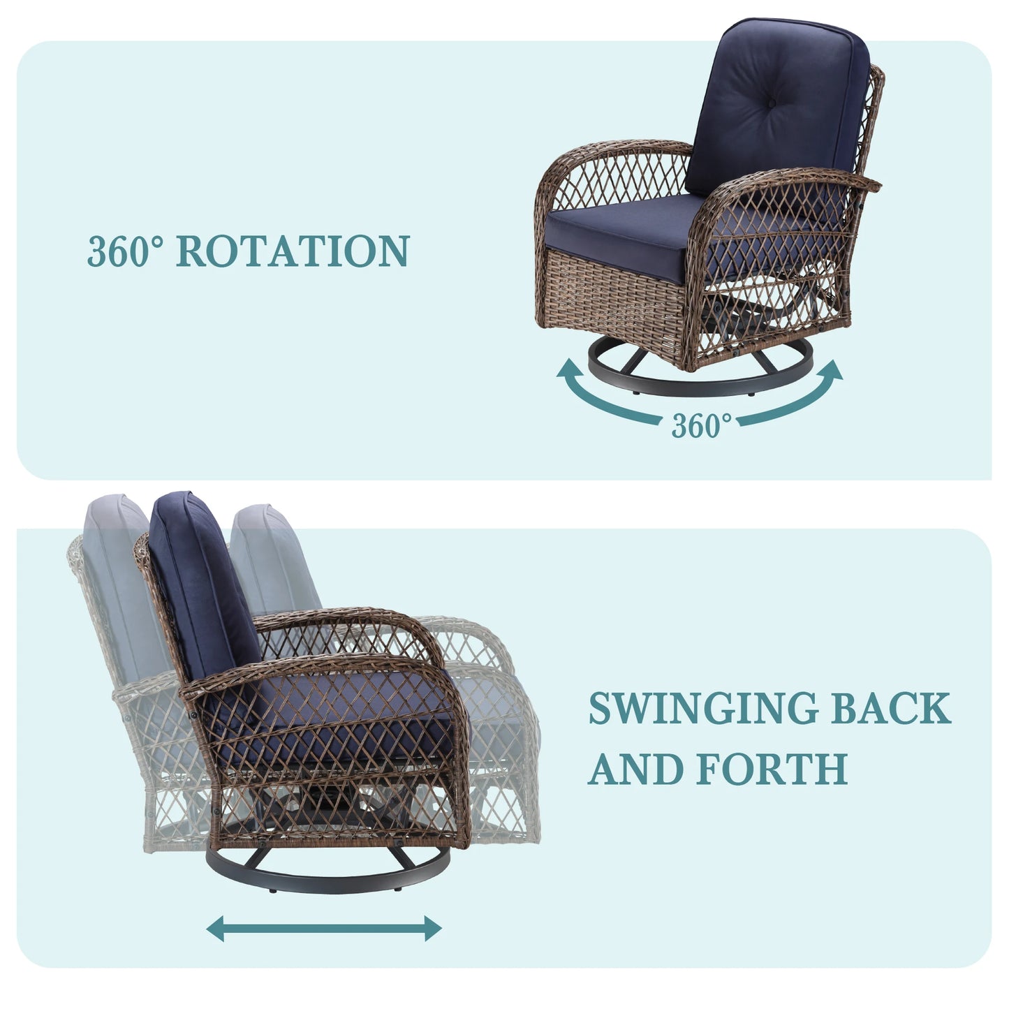 HOOMIC 3 Piece Patio Furniture Set With Cushioned Rocking Chairs
