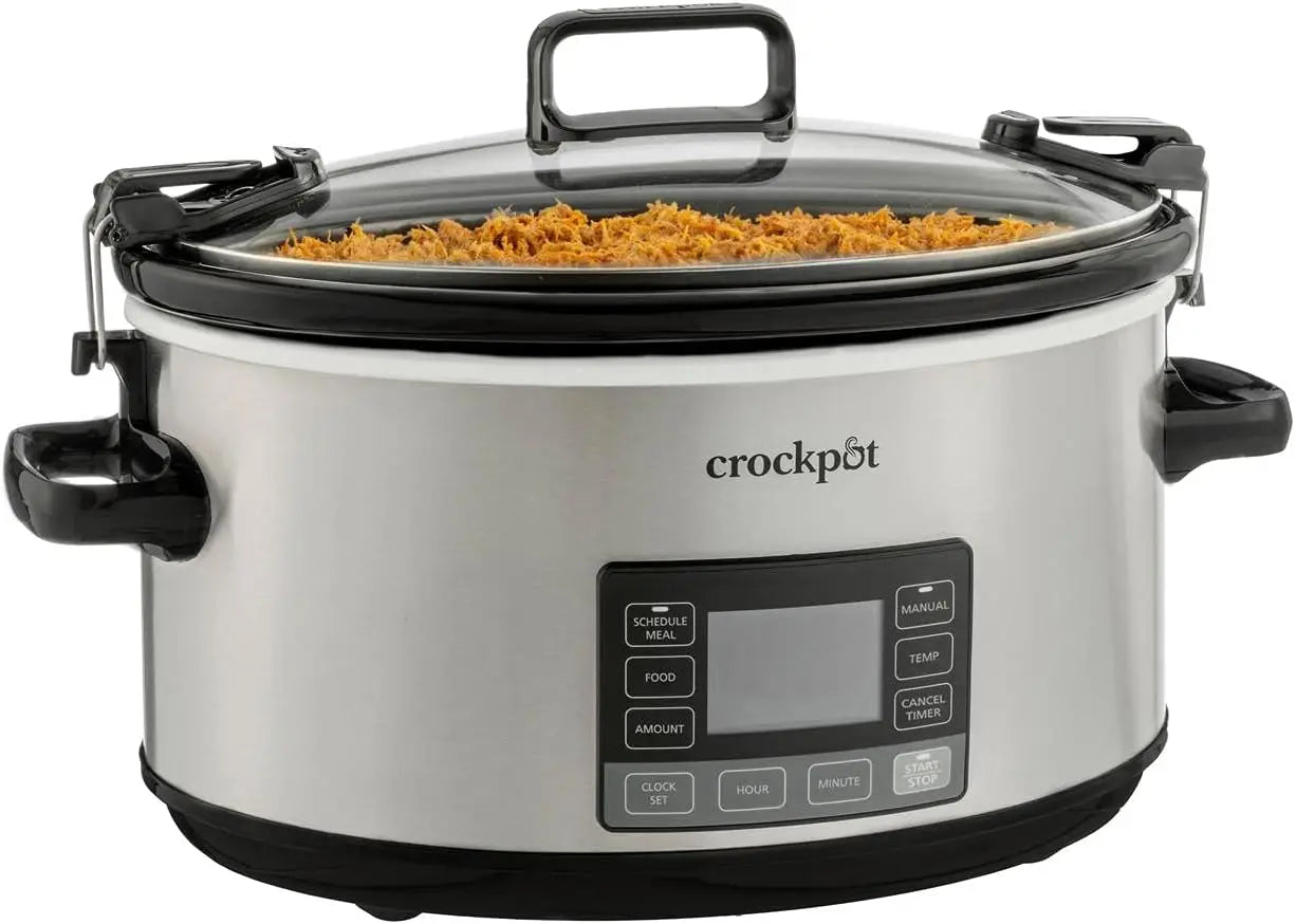 XMSJ Programmable Portable Slow Cooker With Timer Locking Lid