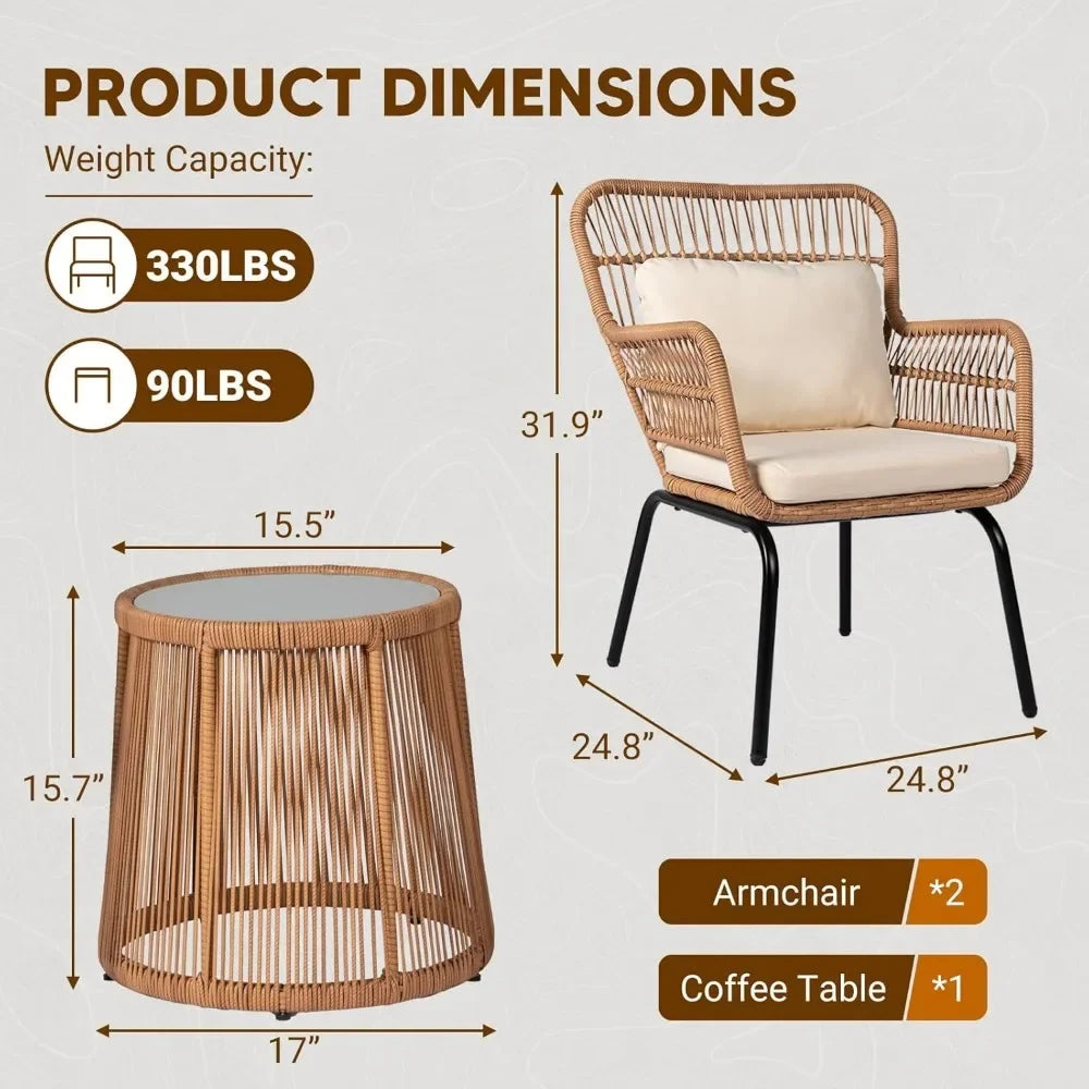 Outdoor Wicker Bistro Set Patio Furniture