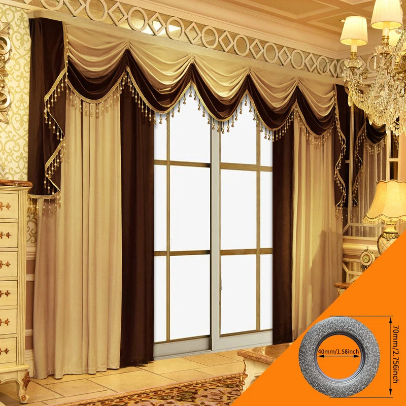 European Style Thickened Flannelette Curtain Set for Living Room