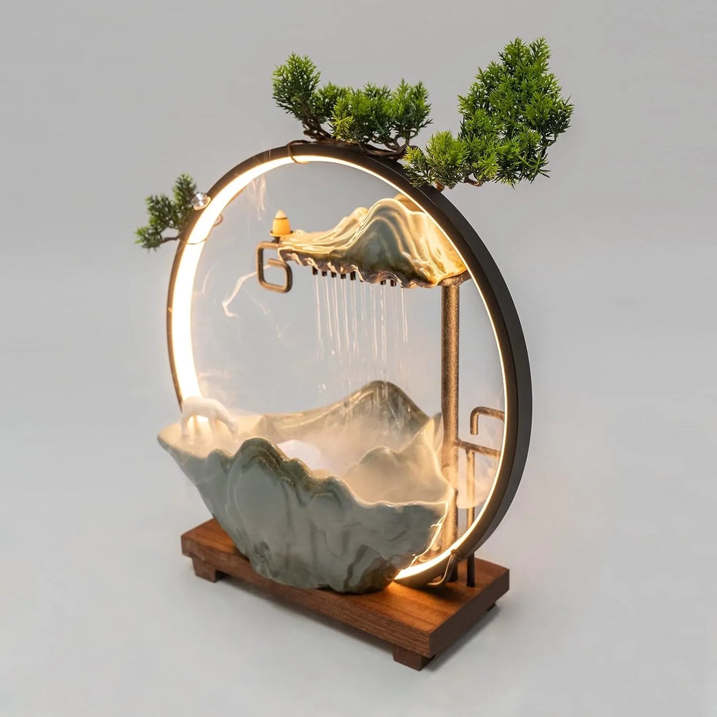 Bymaocar Tabletop Water Fountain With LED Light And Mist Maker