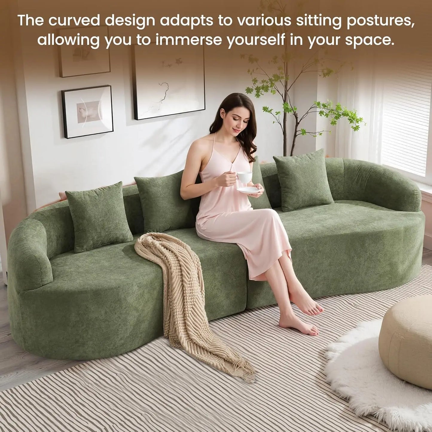 Modern Oversized Curved Cloud Chenille Sofa Sectional
