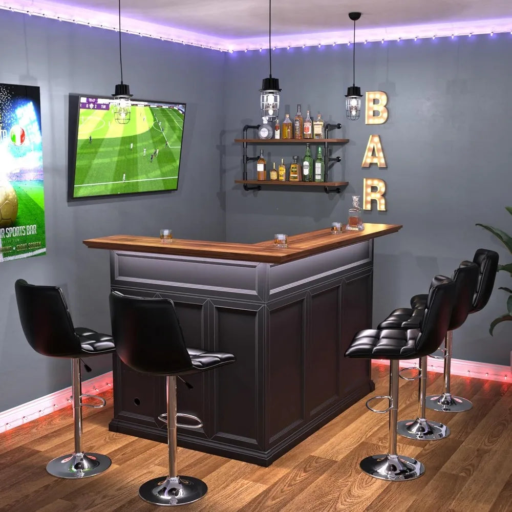 L Shaped Home Bar Cabinet With Fridge Space For Basement