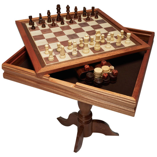 SucceBuy 3 in 1 Chess Checkers Backgammon Table Set Deluxe