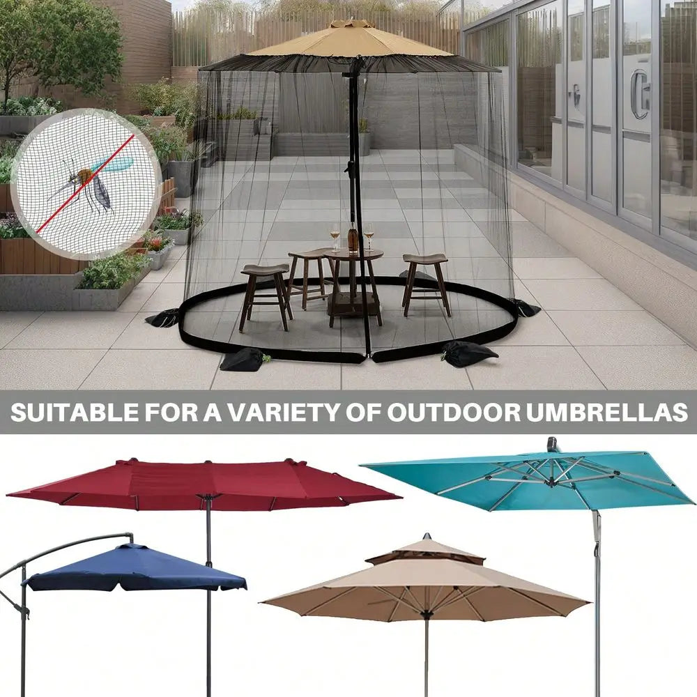 Adjustable Mosquito Net For Umbrella Zipper Door 6 Sandbags, Portable Bug Tent For Outdoor Camping, Beach, Garden Insect Protec