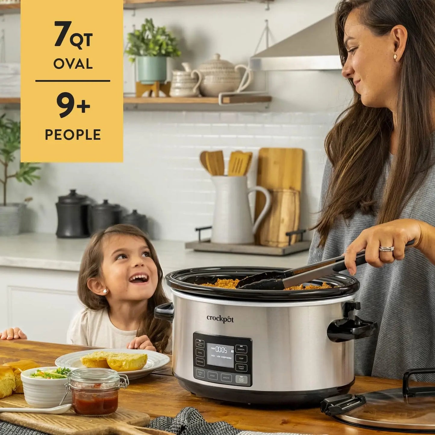 XMSJ Programmable Portable Slow Cooker With Timer Locking Lid