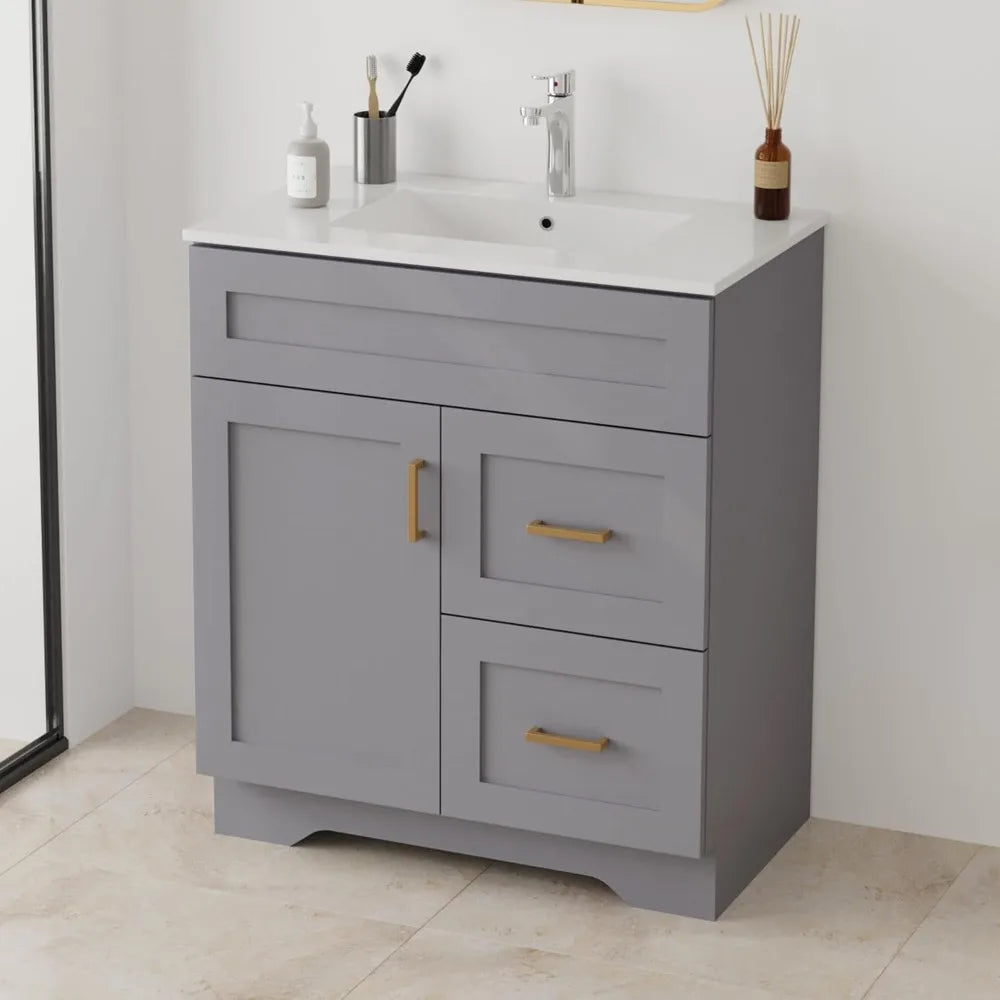 Modern Bathroom Vanity And Sink Combo With Storage Drawers