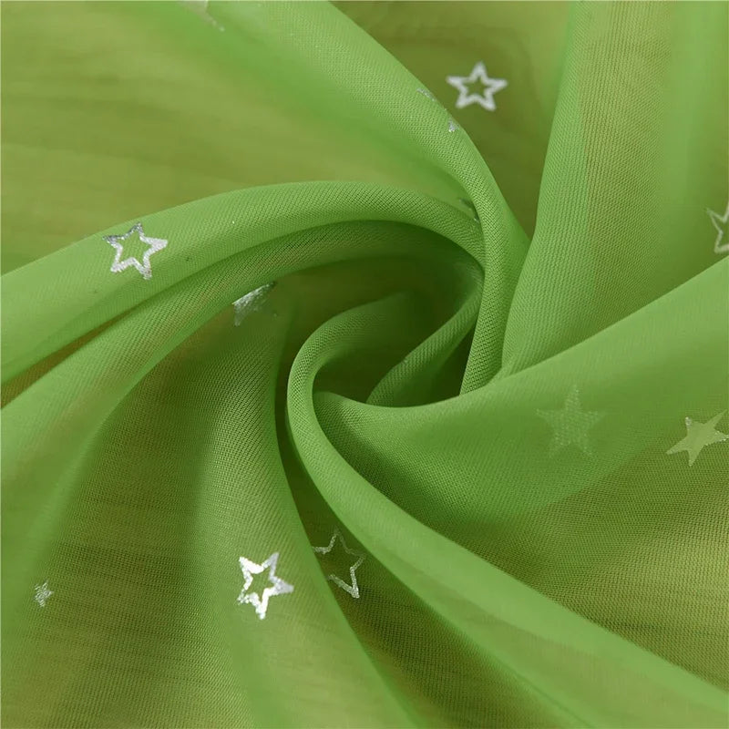 Hot Stamping Stars Tulle Sheer Curtains Home Decor