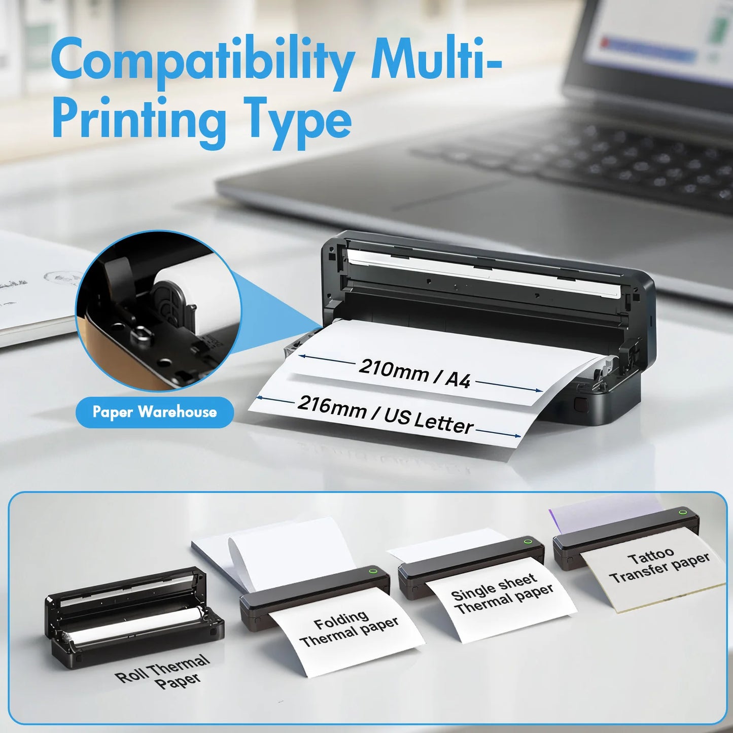 TakeYou Portable Wireless Inkless Thermal Label Printer for Travel