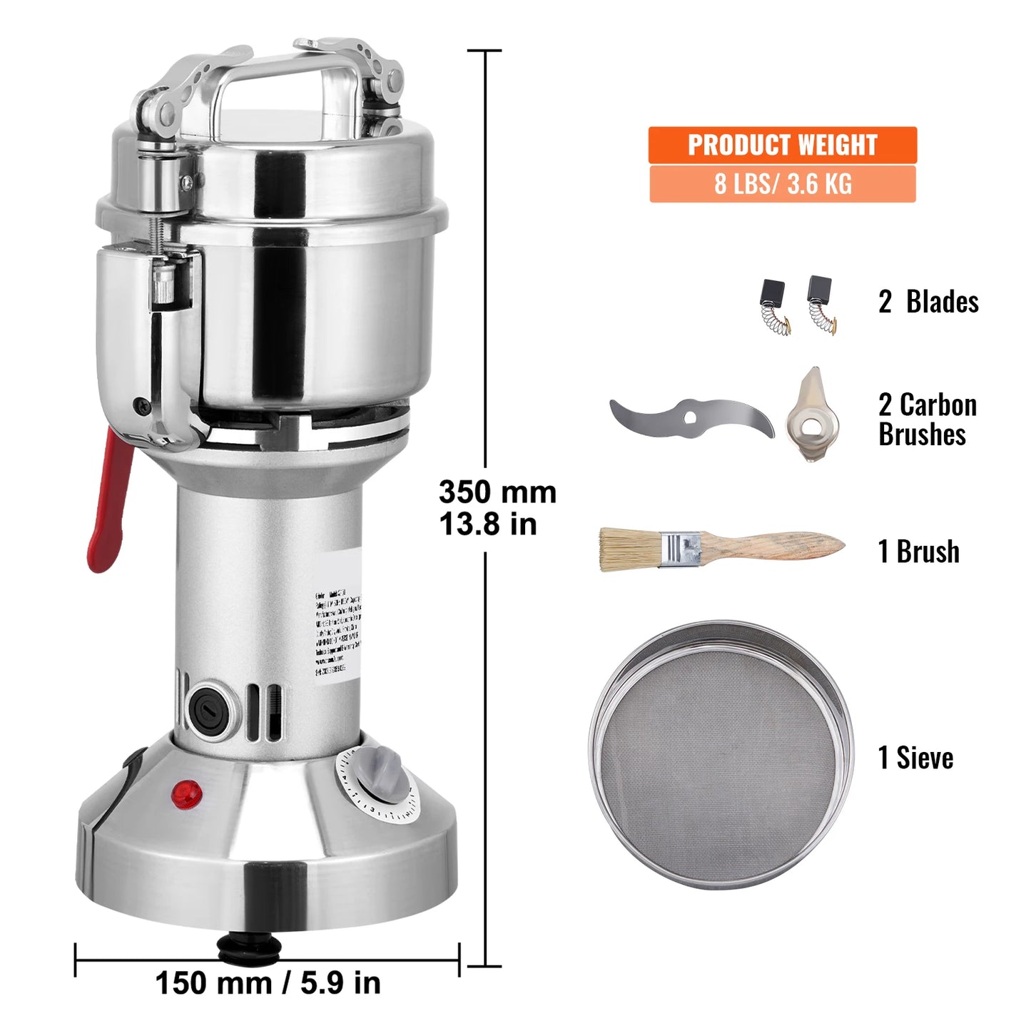 VEVOR Electric Grain Mill Grinder For Dry Herbs Spices Coffee