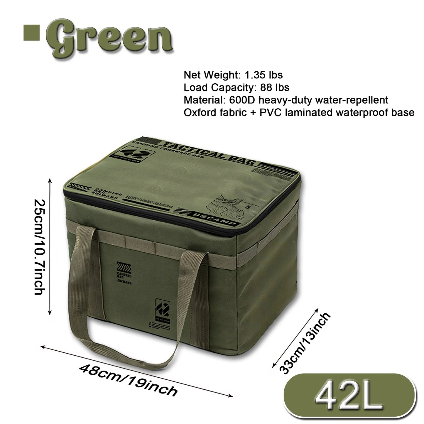 YCB1 42L Tactical Camping Storage Bag Large Capacity Foldable Reusable Ideal for Picnic Utensils and Outdoor Gear