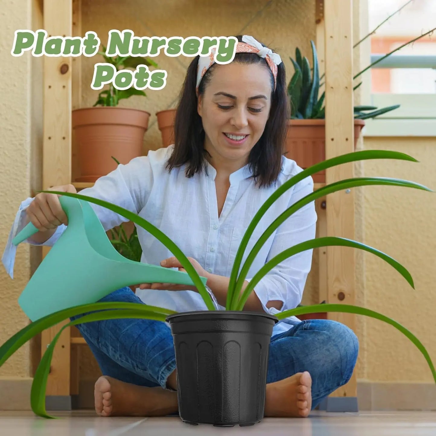 60 Pcs 1 Gallon Plant Nursery Pots with Drainage Holes, Ideal for Planting, Cuttings, and Transplanting in Home Gardens (Black)