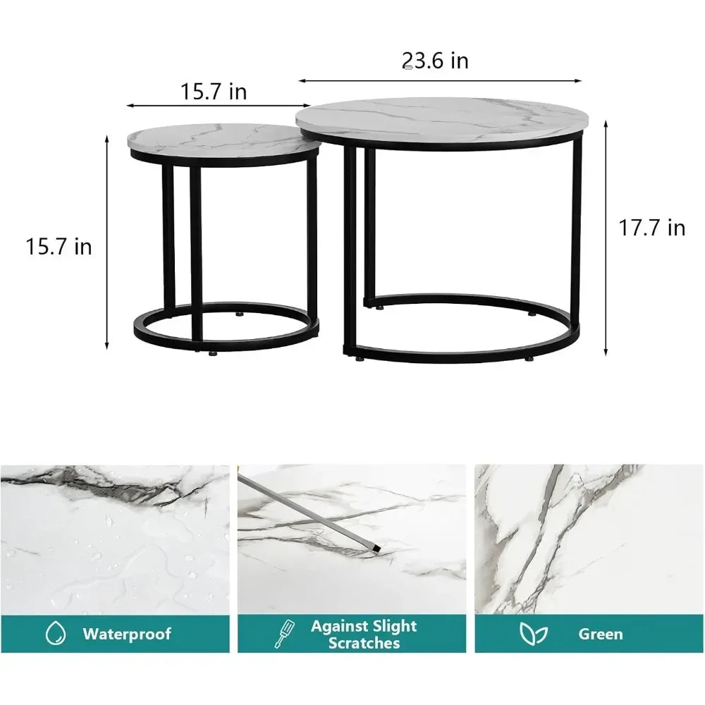 XMSJ Nesting Coffee Table Set Of 2 Wood Grain Finish