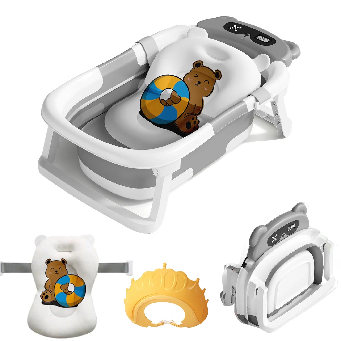 Baby Bath Tub Foldable With Cushion And Thermometer