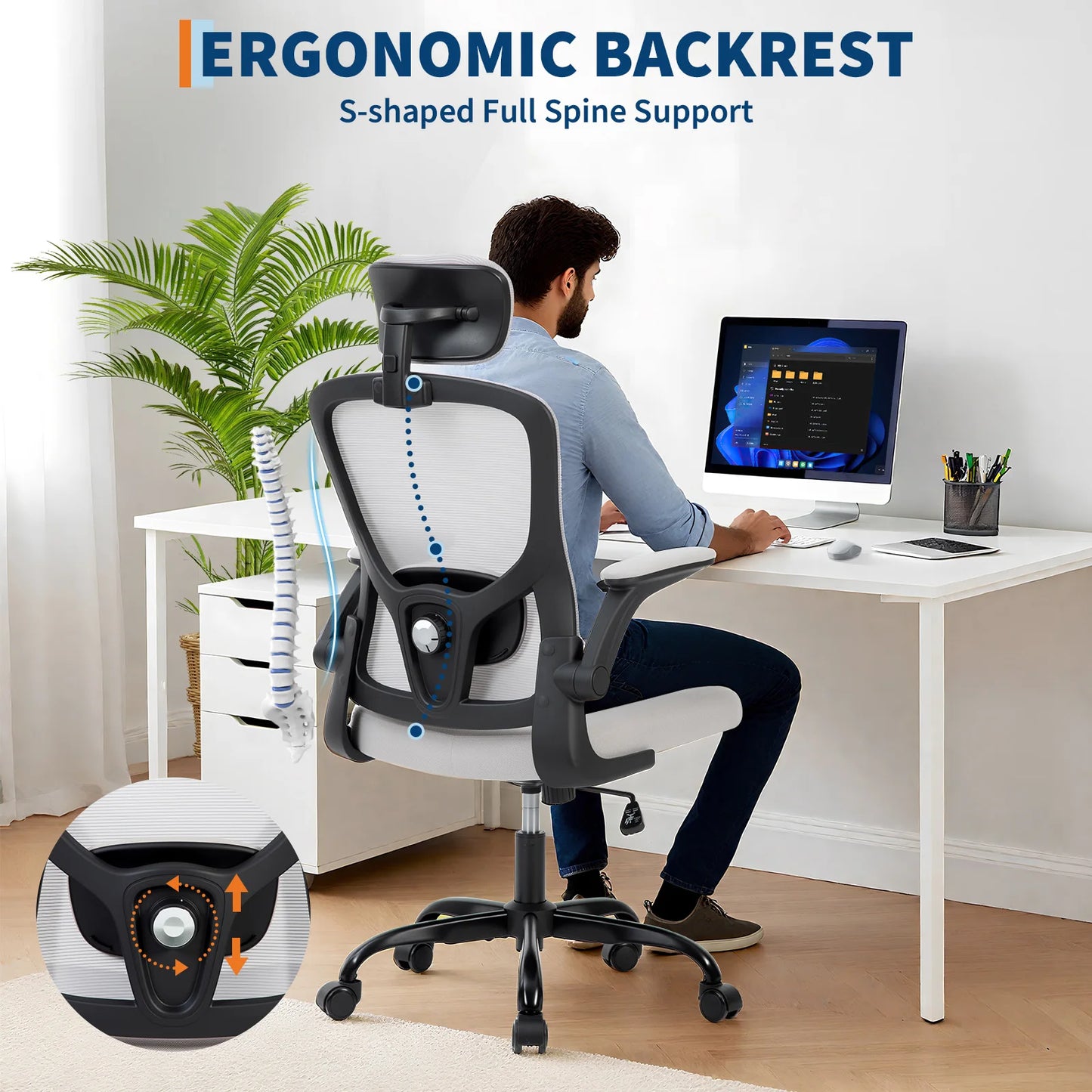 HiMISSE Ergonomic High Back Mesh Office Chair With Lumbar Support