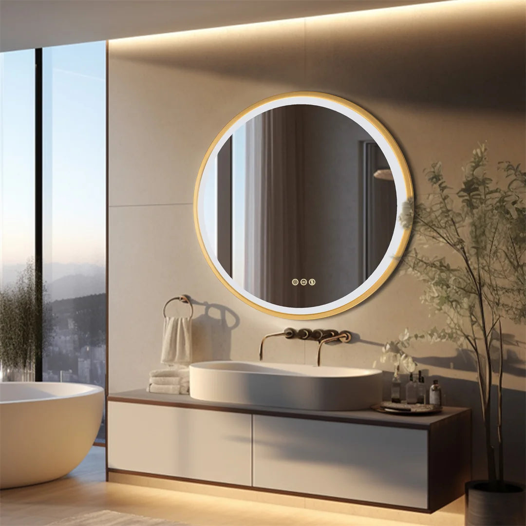 LUVODICRI Waterproof LED Bathroom Mirror Defog 3-Stage Dimming