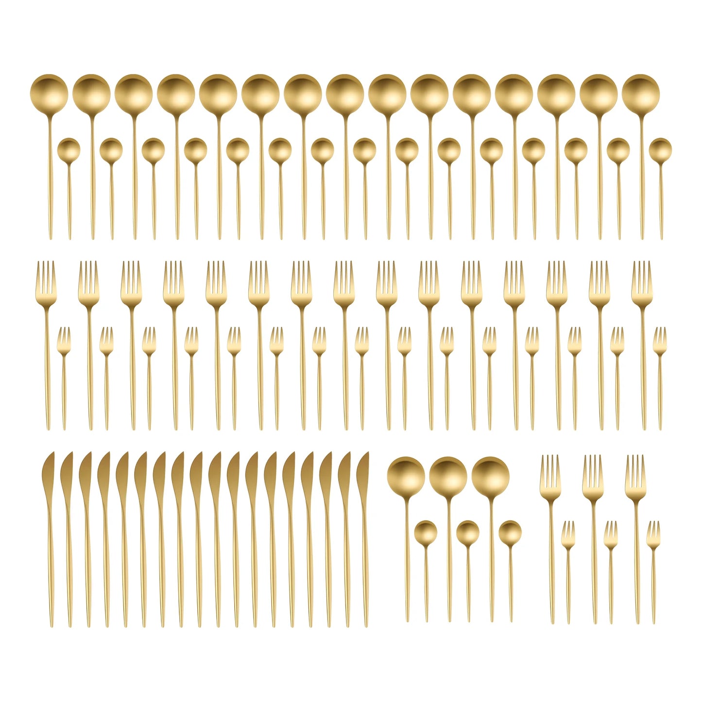 Gold Flatware Set 90 Pcs Stainless Steel Cutlery Set Titanium Plated Utensils for Home Restaurant Wedding Party