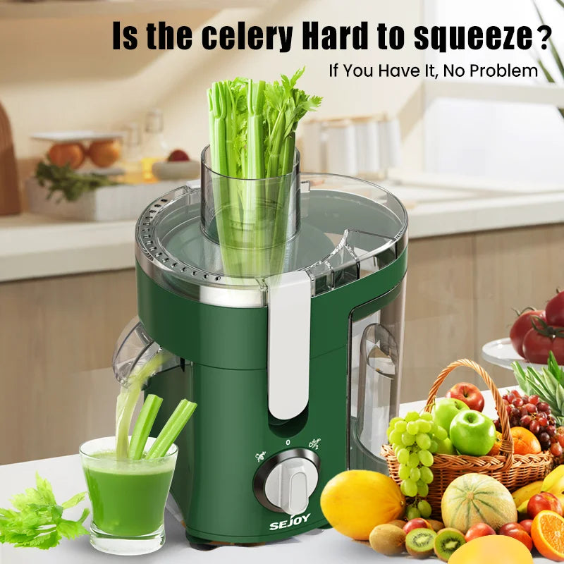SEJOY Compact Fruits Juicer 500W Wide Mouth Feed Chute