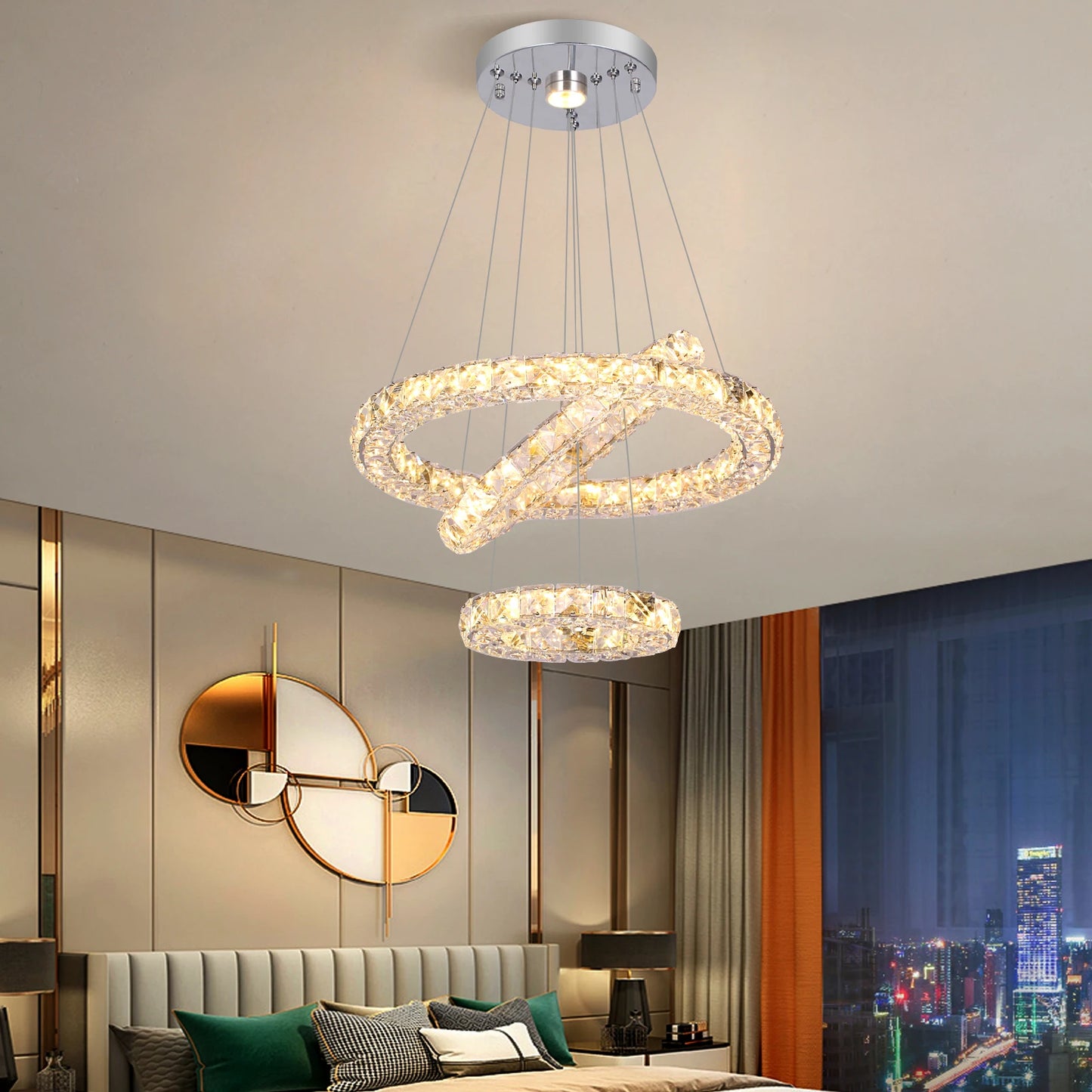 VETRULUS Luxury Crystal Chandelier LED Ceiling Light Living Room