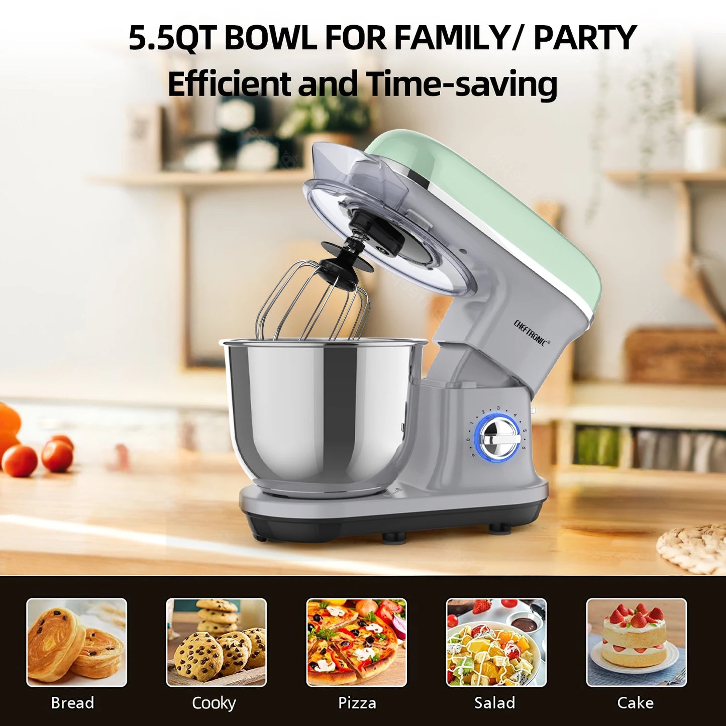 Cheftronic Tilt Head Stand Mixer 500W Six Speed