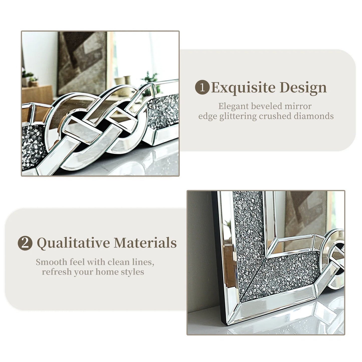 Crystal Diamond Vanity Wall Hanging Mirror For Bedroom