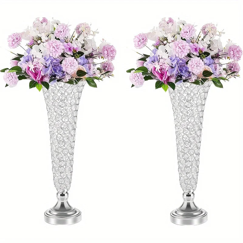 Metal Centerpiece Vases Pair For Modern Home Decor