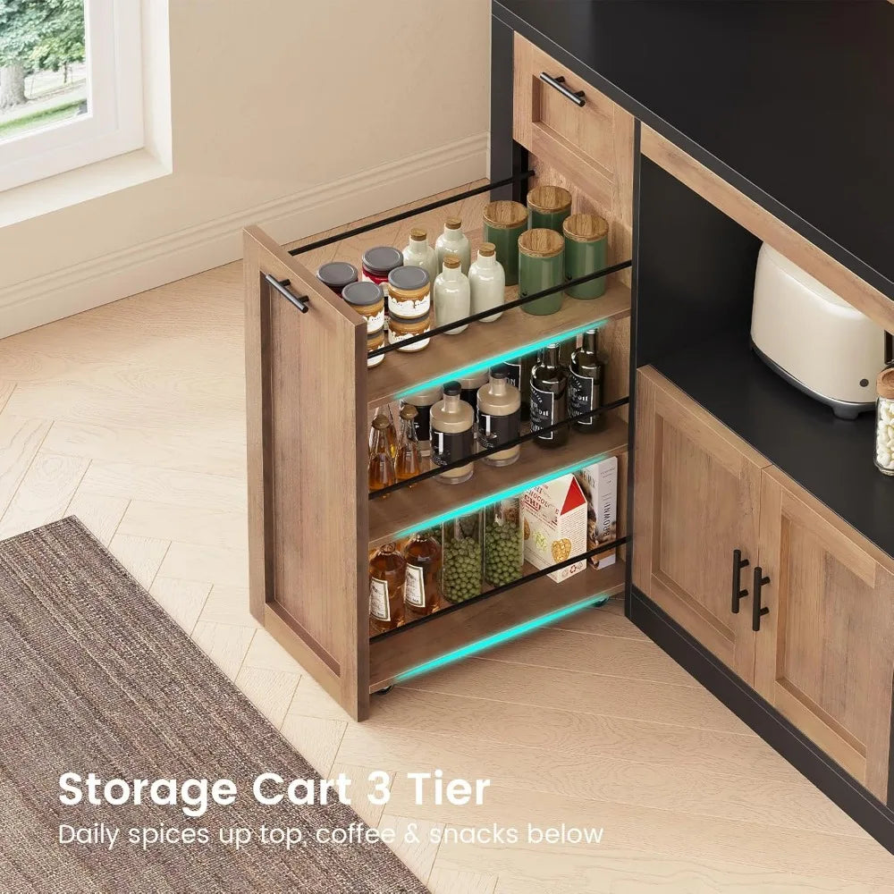 Pantry Cabinet With Charging Station And LED Light