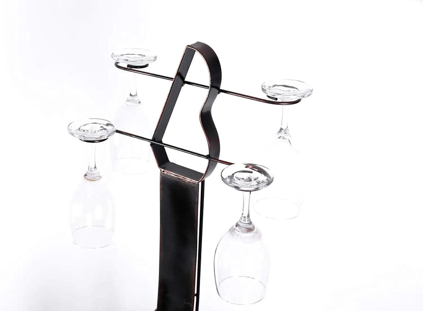 Vintage Guitar Shaped Wine Rack Holds 9 Bottles Wood and Metal