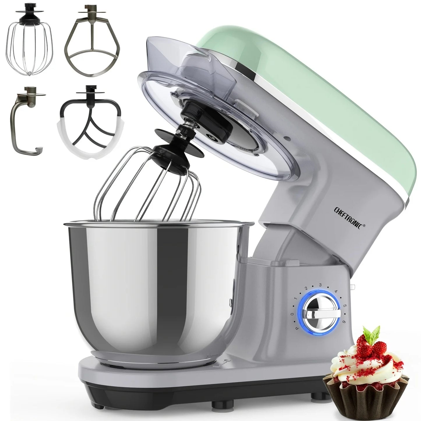 Cheftronic Tilt Head Stand Mixer 500W Six Speed