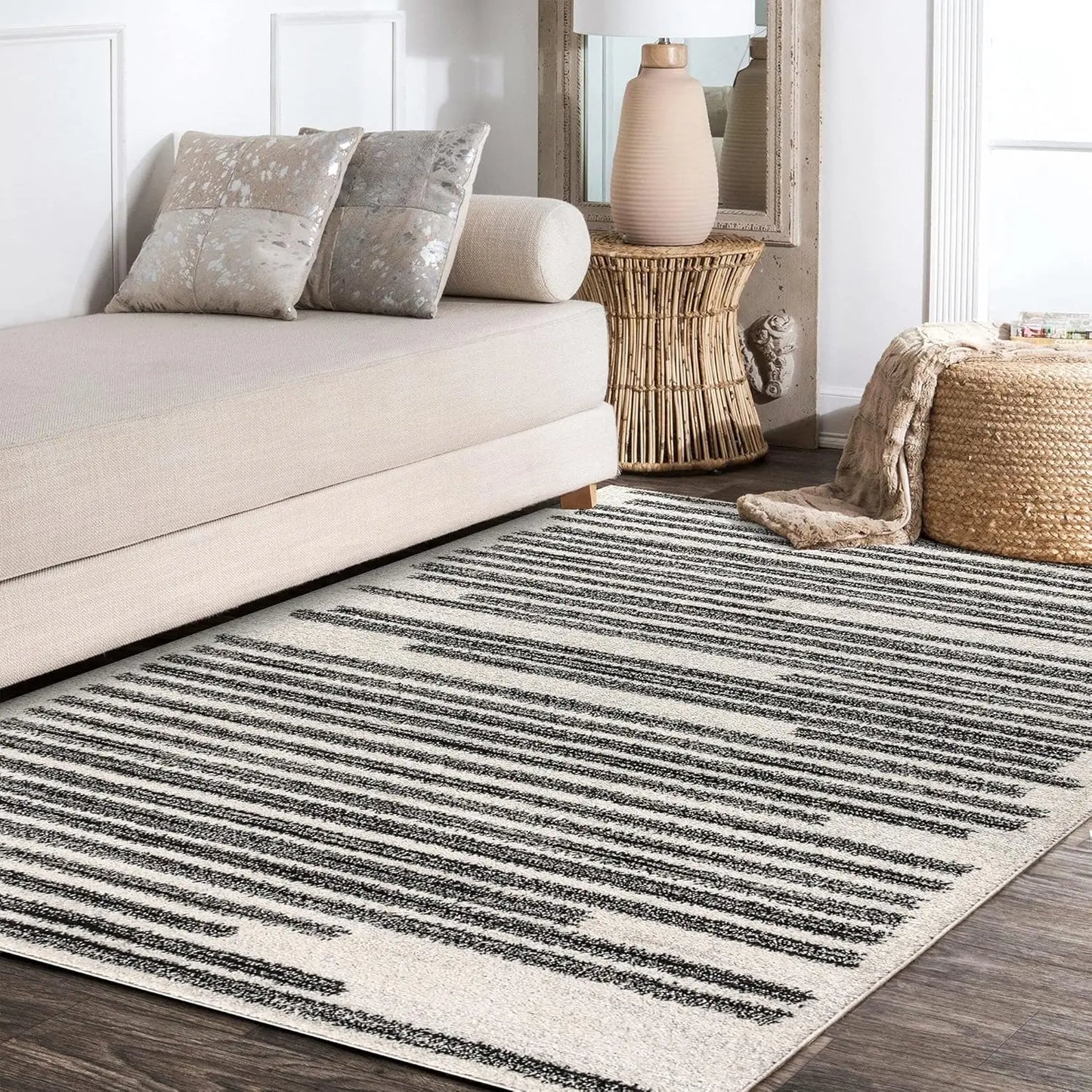 Modern Berber Stripe Indoor Rug Bohemian Style for Living Room
